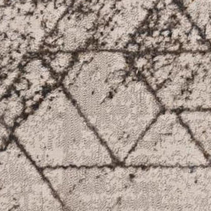 7' Ivory Machine Woven Abstract Geometric Indoor Runner Rug