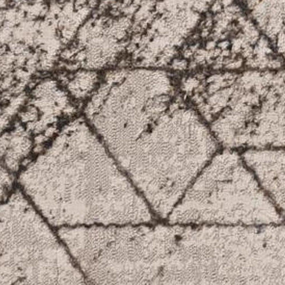 7' Ivory Machine Woven Abstract Geometric Indoor Runner Rug