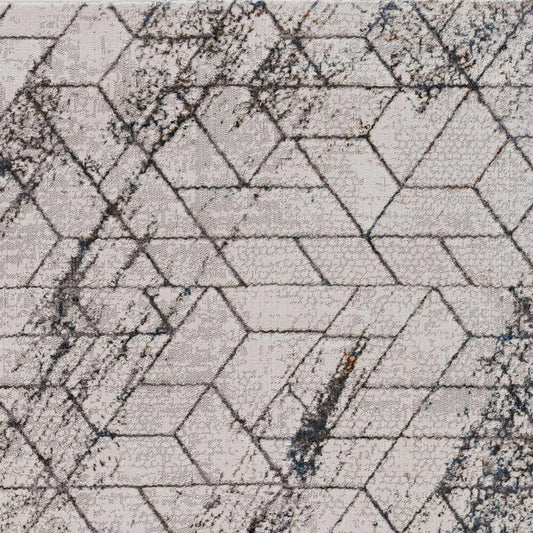 8' X 11' Ivory And Brown Geometric Area Rug