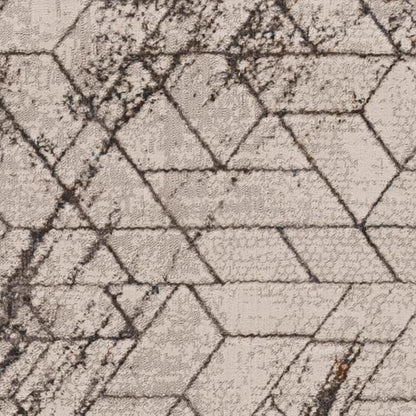 7' Ivory Machine Woven Abstract Geometric Indoor Runner Rug