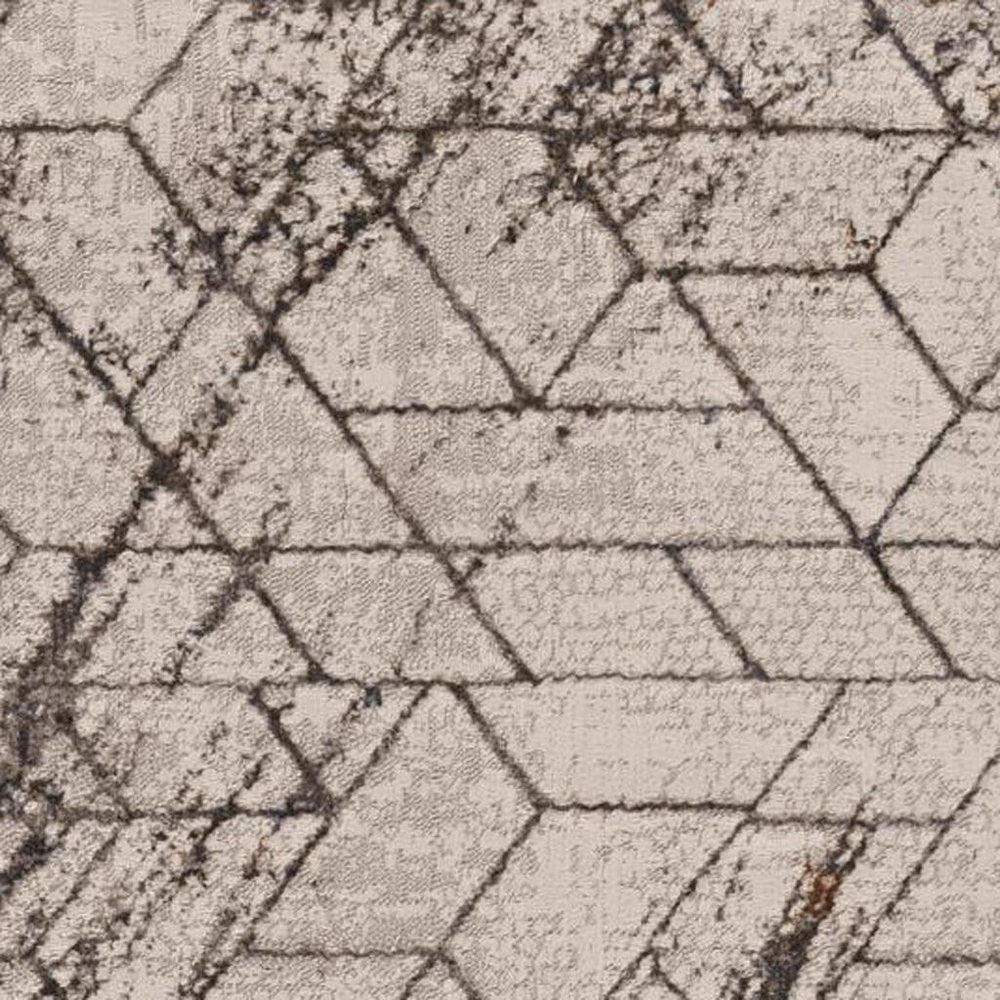 7' Ivory Machine Woven Abstract Geometric Indoor Runner Rug