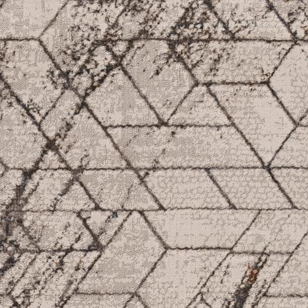 7' Ivory Machine Woven Abstract Geometric Indoor Runner Rug