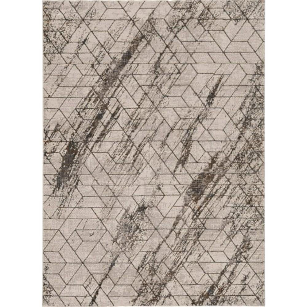 8' X 11' Ivory And Brown Geometric Area Rug