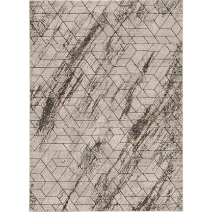 8' X 11' Ivory And Brown Geometric Area Rug