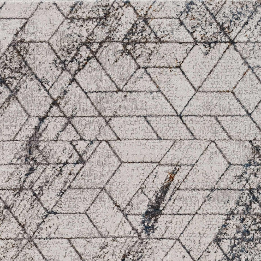 8' X 11' Ivory And Brown Geometric Area Rug