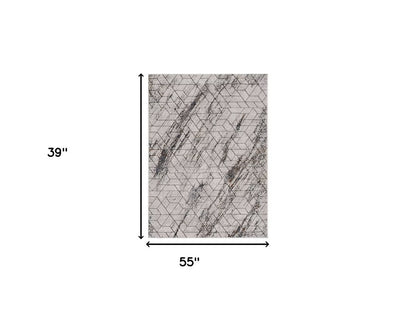 7' Ivory Machine Woven Abstract Geometric Indoor Runner Rug