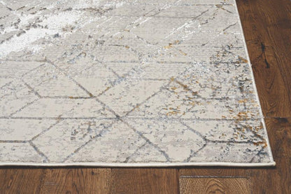 8' X 11' Ivory And Brown Geometric Area Rug
