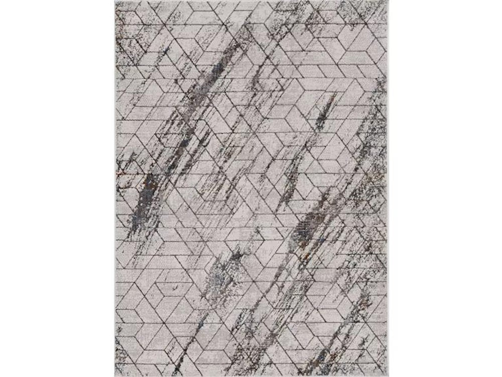 8' X 11' Ivory And Brown Geometric Area Rug