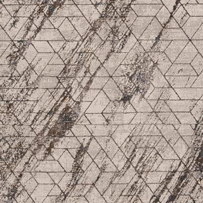 7' Ivory Machine Woven Abstract Geometric Indoor Runner Rug