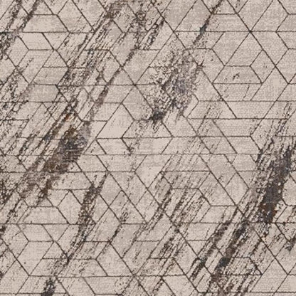 7' Ivory Machine Woven Abstract Geometric Indoor Runner Rug