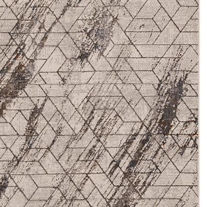 8' X 11' Ivory And Brown Geometric Area Rug