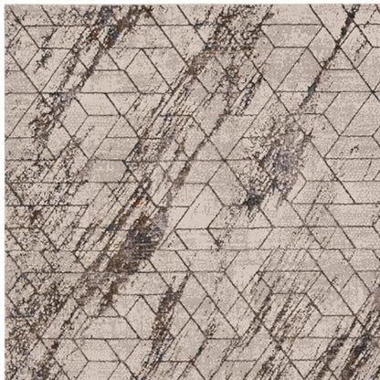 7' Ivory Machine Woven Abstract Geometric Indoor Runner Rug