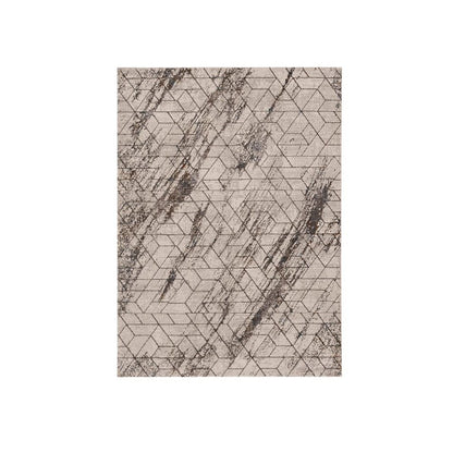 7' Ivory Machine Woven Abstract Geometric Indoor Runner Rug