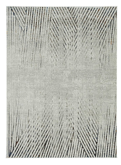 8' X 11' Gray And Ivory Geometric Area Rug