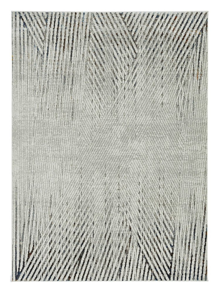 8' X 11' Gray And Ivory Geometric Area Rug