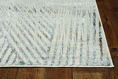 8' X 11' Gray And Ivory Geometric Area Rug