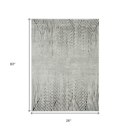 8' X 11' Gray And Ivory Geometric Area Rug