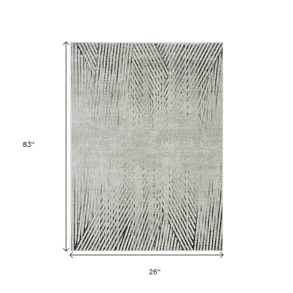 8' X 11' Gray And Ivory Geometric Area Rug