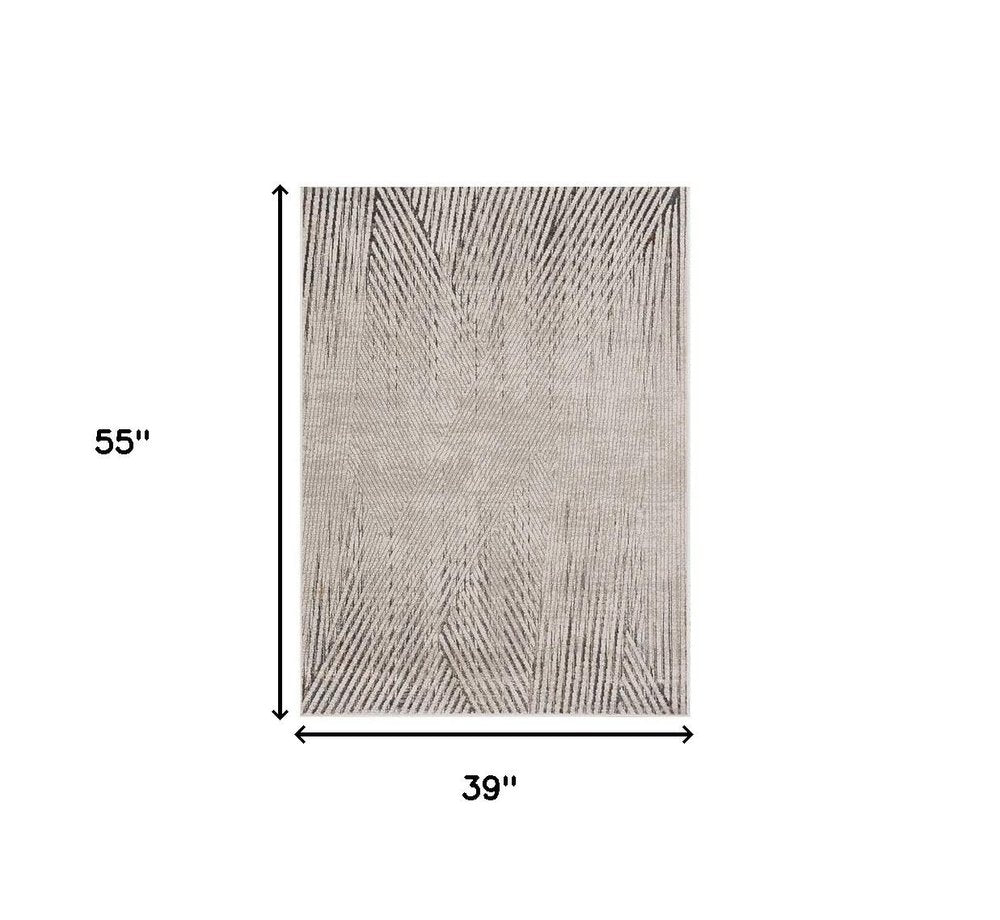 6' X 9' Gray and Ivory Area Rug