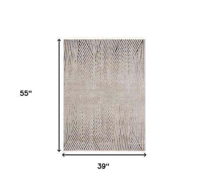 6' X 9' Gray and Ivory Area Rug