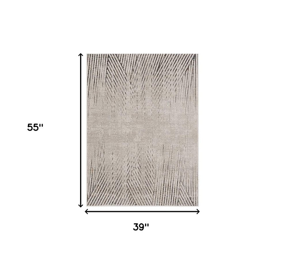 8' X 11' Gray And Ivory Geometric Area Rug