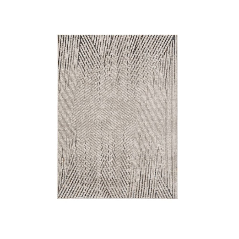 8' X 11' Gray And Ivory Geometric Area Rug