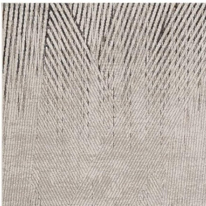 7' Ivory Grey Machine Woven Geometric Lines Indoor Runner Rug