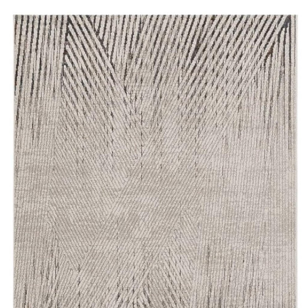 8' X 11' Gray And Ivory Geometric Area Rug