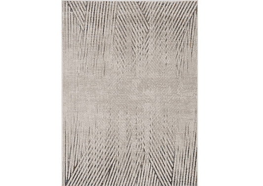 3' X 5' Ivory Or Grey Geometric Lines Area Rug