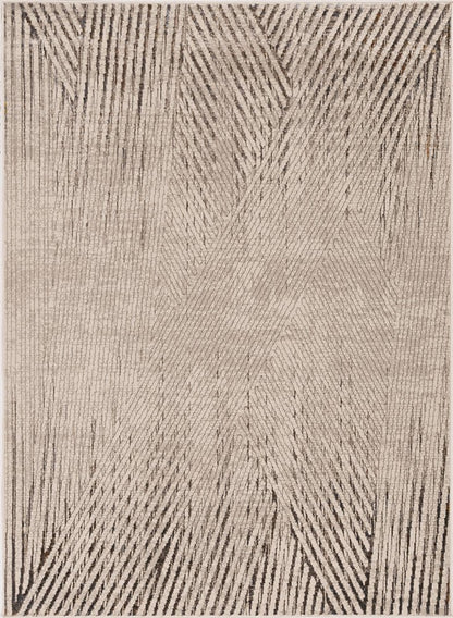 8' X 11' Gray And Ivory Geometric Area Rug