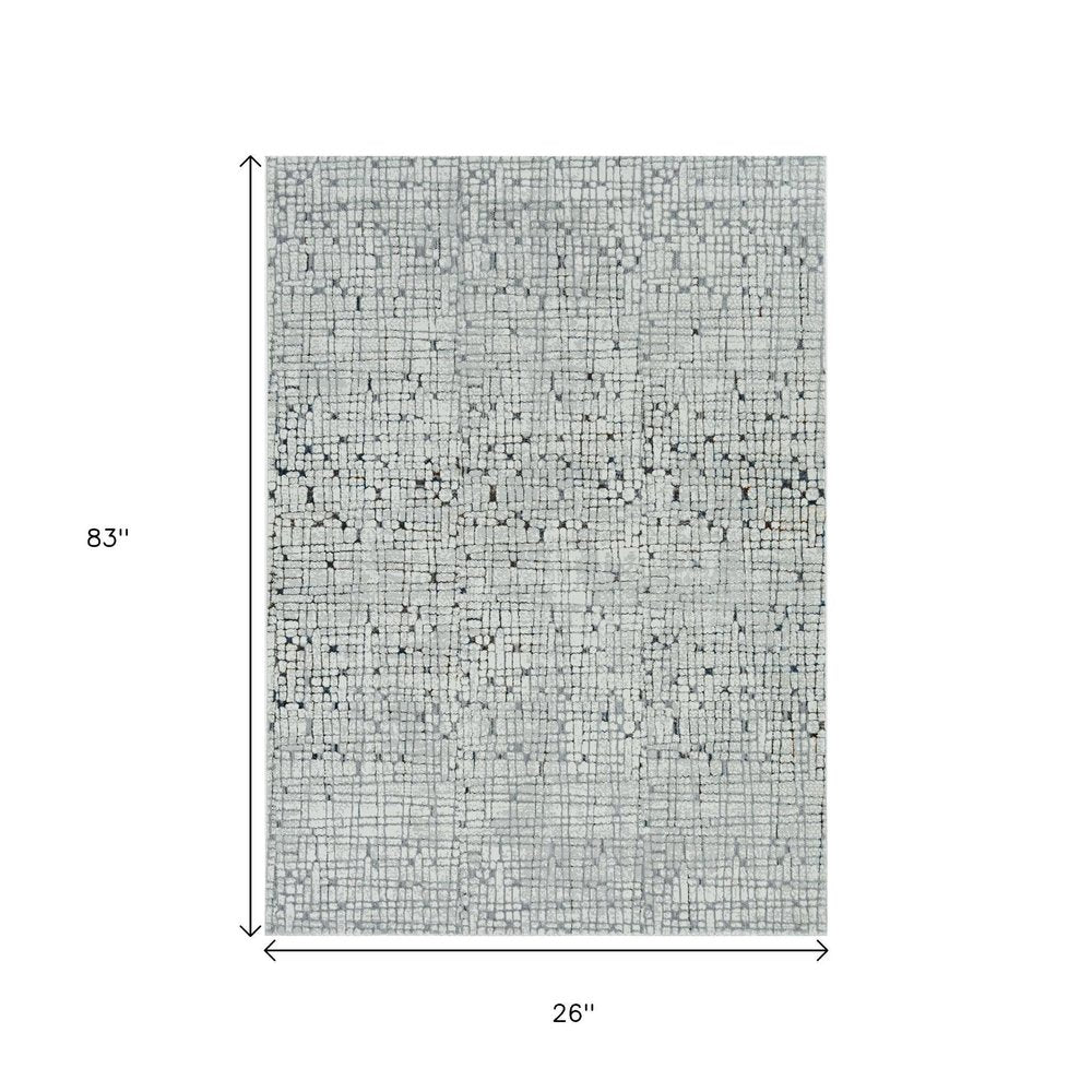 7' Gray And Black Abstract Area Rug