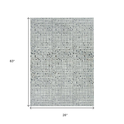 7' Gray And Black Abstract Area Rug