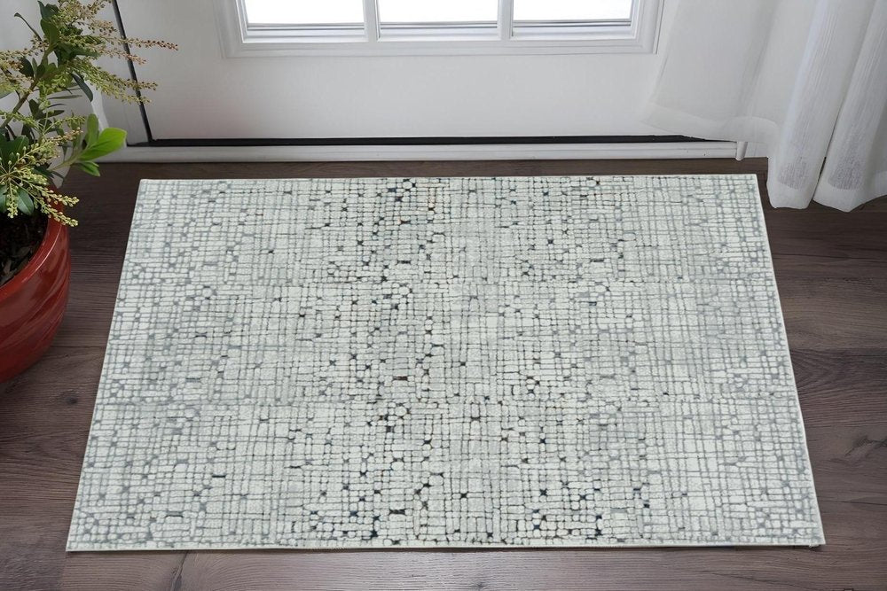 7' Gray And Black Abstract Area Rug