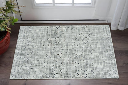 7' Gray And Black Abstract Area Rug