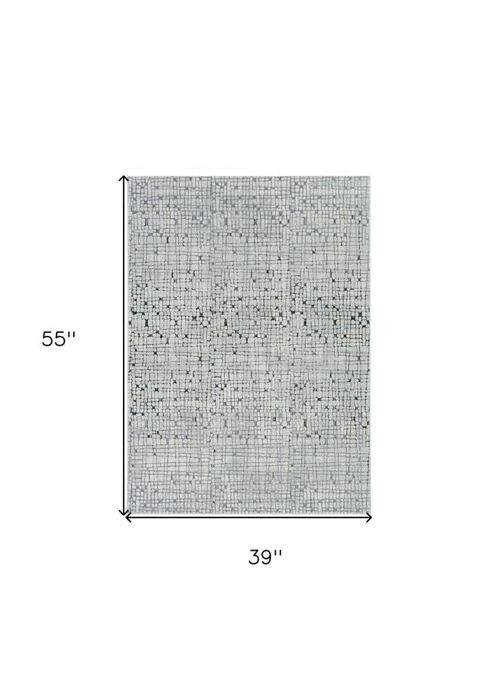 7' Gray And Black Abstract Area Rug
