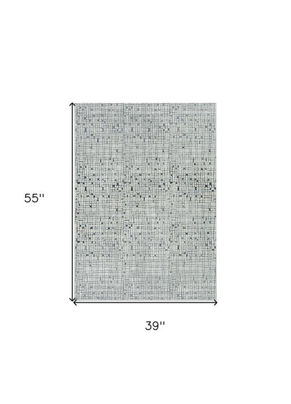 7' Gray And Black Abstract Area Rug