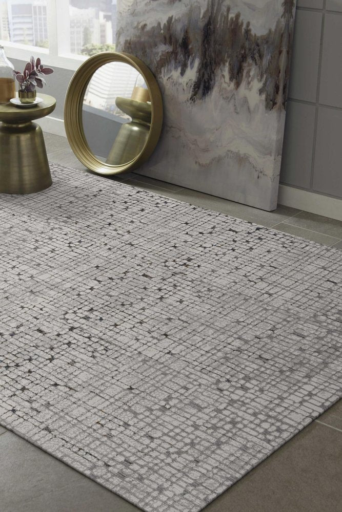8' X 11' Gray And Black Abstract Area Rug