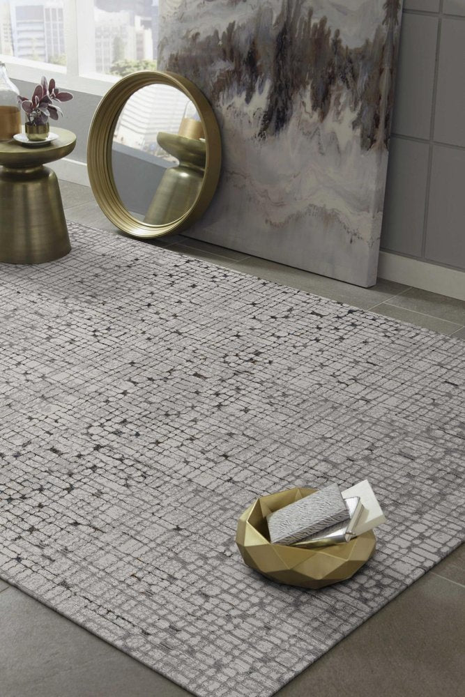 8' X 11' Gray And Black Abstract Area Rug