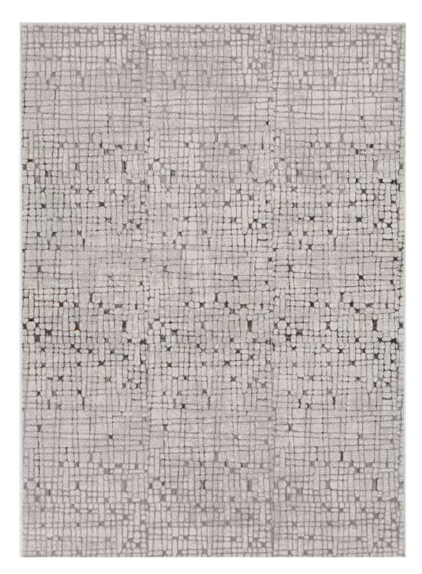 7' X 10' Grey Machine Woven Abstract Lines Indoor Area Rug