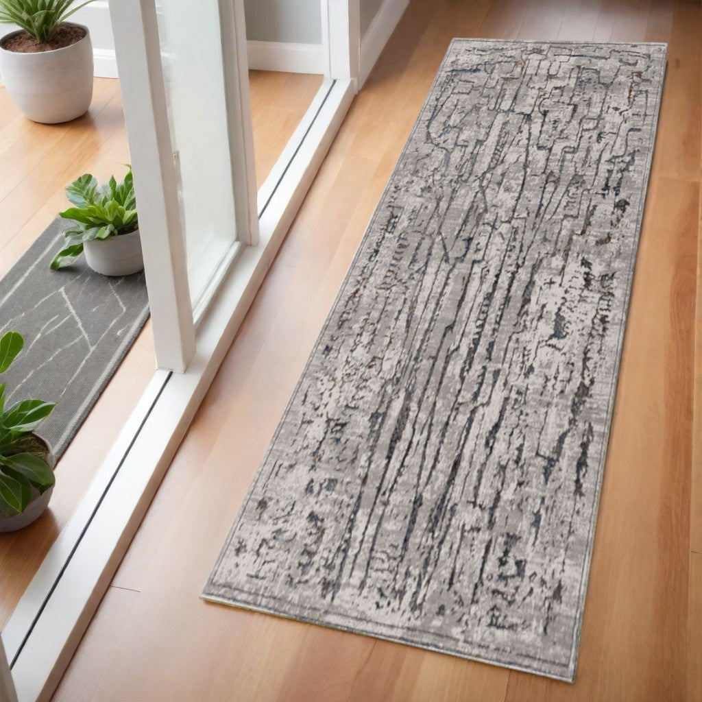 6' X 9' Gray And Black Abstract Distressed Area Rug