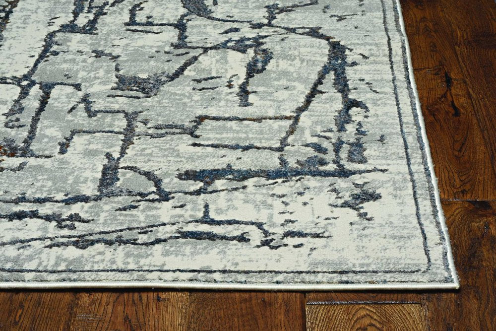 5' X 8' Gray And Black Abstract Distressed Area Rug