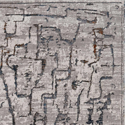 5' X 8' Gray And Black Abstract Distressed Area Rug