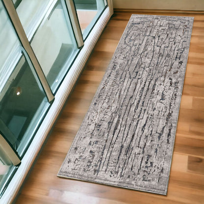 6' X 9' Gray And Black Abstract Distressed Area Rug