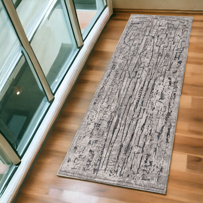 6' X 9' Gray And Black Abstract Distressed Area Rug