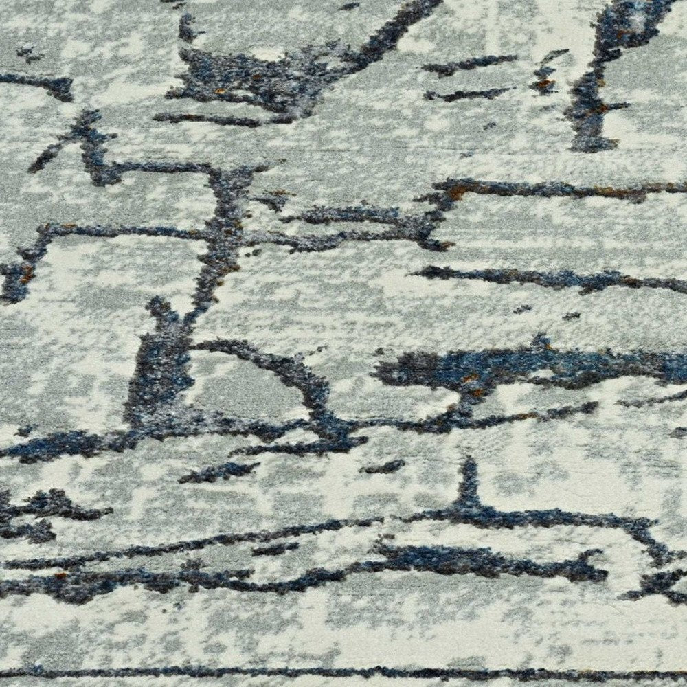 8' X 11' Gray And Black Abstract Distressed Area Rug
