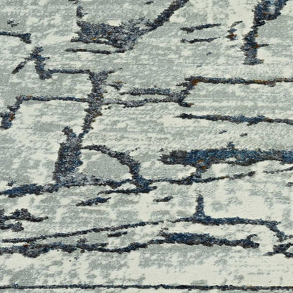 8' X 11' Gray And Black Abstract Distressed Area Rug