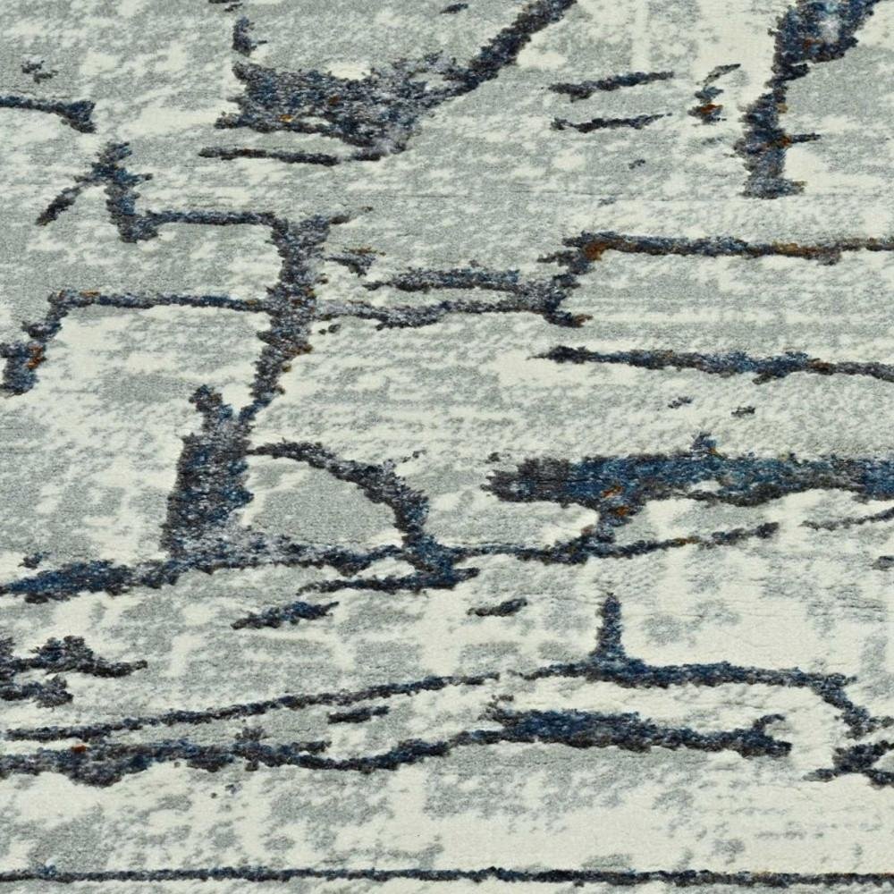 7' Gray And Black Abstract Runner Rug