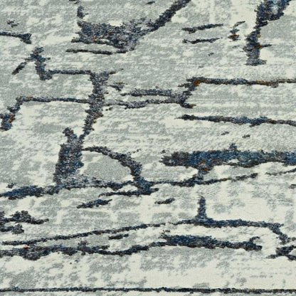 7' Gray And Black Abstract Runner Rug