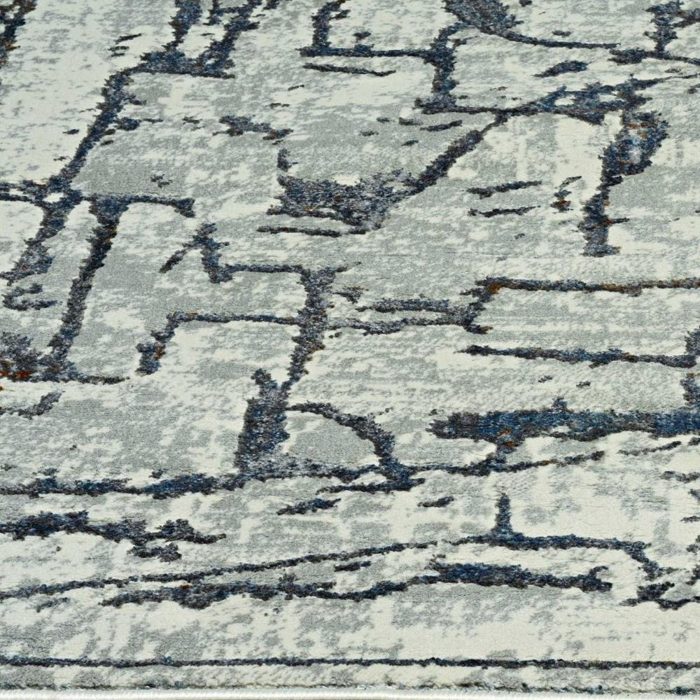 7' Gray And Black Abstract Runner Rug