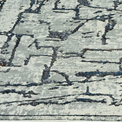 7' Gray And Black Abstract Runner Rug